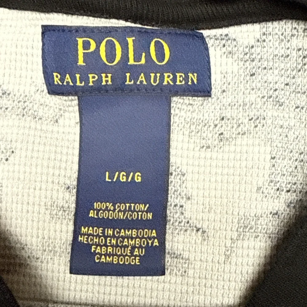 Polo Ralph Lauren Boys Large Gray Black Camo Waffle-Knit Thermal Pajama Shirt